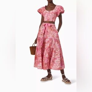 Ulla Johnson Pink Floral Midi 2-Piece Dress Size 2